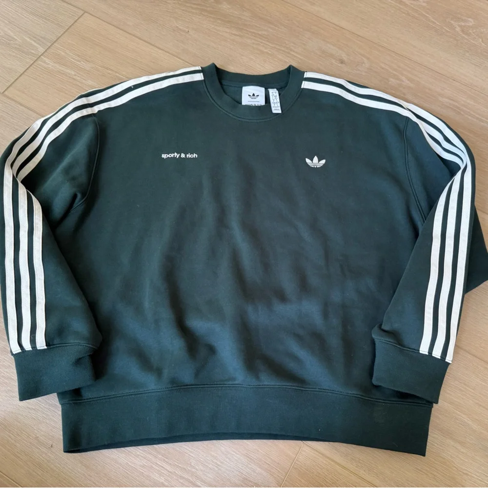 Sporty & Rich x Adidas green crewneck sweatshirt size small - Picture 3 of 4